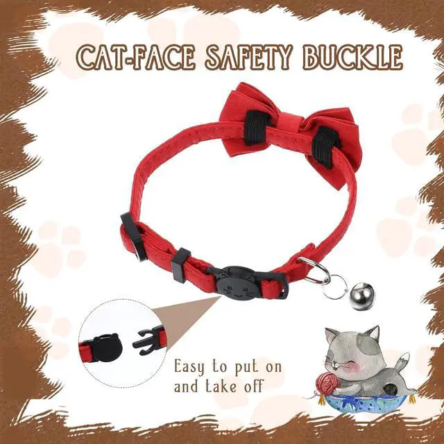 Alt view image 7 of 7 - 2 Pcs Red Cat Collar for Boy Girl Cats Breakaway Cat Collars with Bell Cute Christmas Kitten Bow Tie Collar Adjustable Small Puppy Safety Collar Solid Color Plaid Pet Collar