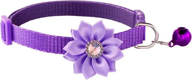Alt view image 2 of 6 - 13Pcs Puppy Collars, Cat ID Collars with Bell Adjustable 19-32cm, Flower Soft Nylon Adjustable Identification Collars for Puppy Kittens(unbreakaway)
