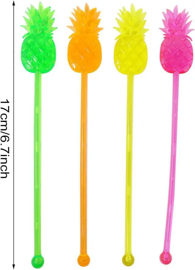 Alt view image 2 of 6 - Honbay 12PCS Fun Swizzle Sticks Tropical Pineapple Shaped Cocktail Ice Drink Stirrers