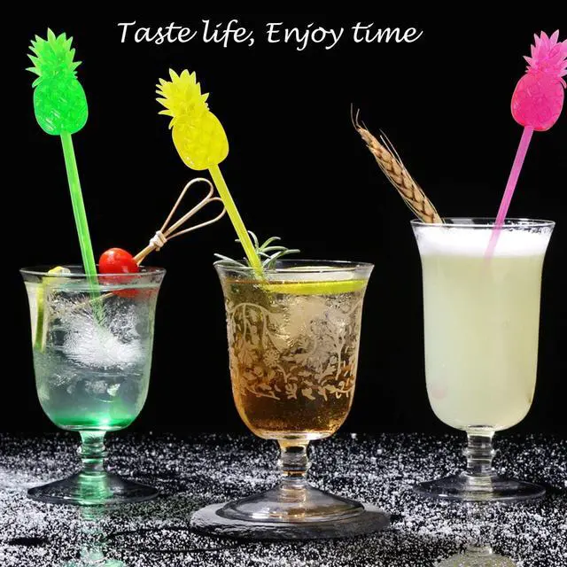 Alt view image 5 of 6 - Honbay 12PCS Fun Swizzle Sticks Tropical Pineapple Shaped Cocktail Ice Drink Stirrers