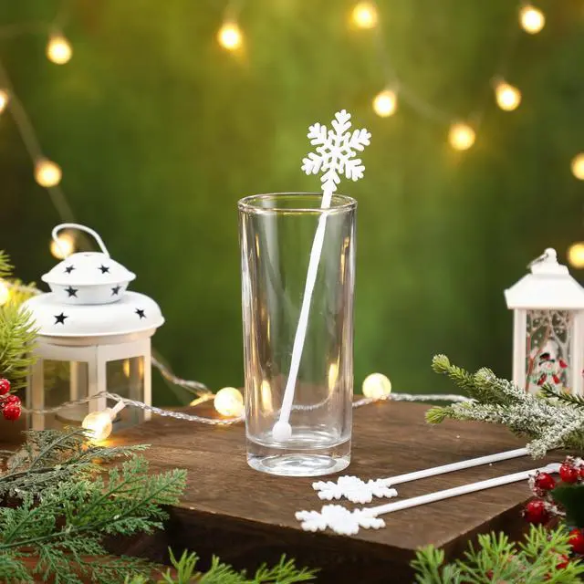 Alt view image 3 of 6 - SiliFine 30 Pcs Christmas Drink Stirrers Snowflake Stir Sticks | 5.91" Swizzle Sticks Hot Cocoa Bar Supplies, Reusable Coffee Bar Decorations, Cocktails, Xmas Winter Party Favors,White