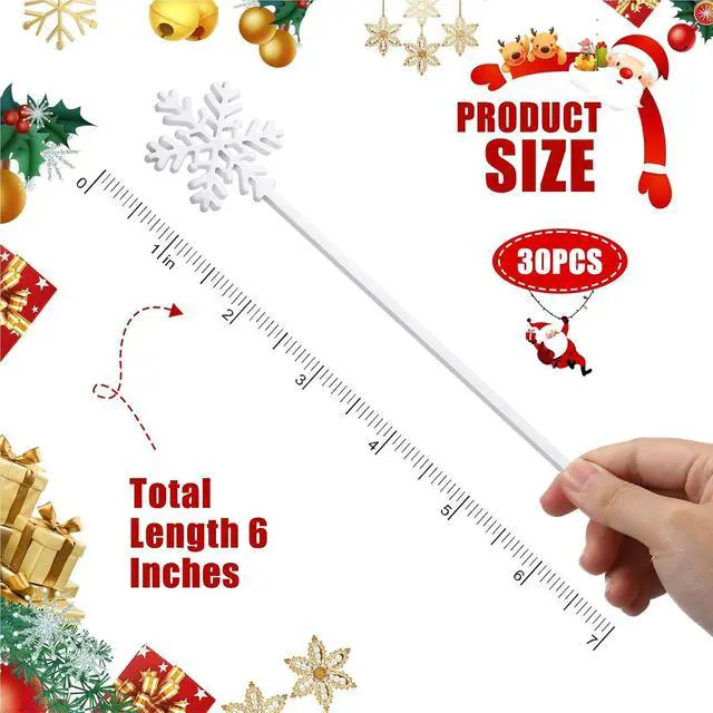 Alt view image 2 of 6 - SiliFine 30 Pcs Christmas Drink Stirrers Snowflake Stir Sticks | 5.91" Swizzle Sticks Hot Cocoa Bar Supplies, Reusable Coffee Bar Decorations, Cocktails, Xmas Winter Party Favors,White