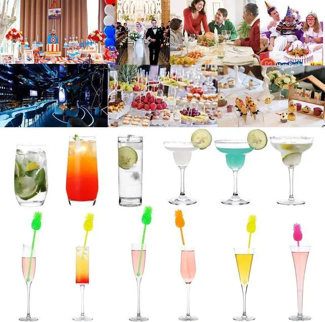 Alt view image 4 of 6 - Honbay 12PCS Fun Swizzle Sticks Tropical Pineapple Shaped Cocktail Ice Drink Stirrers