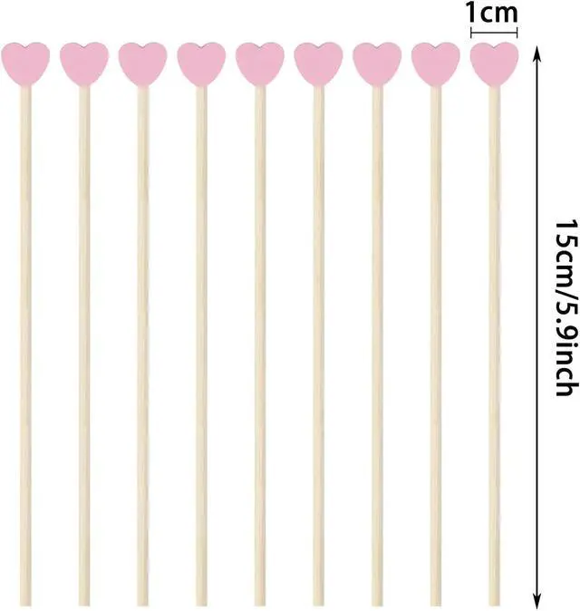 Alt view image 2 of 7 - Rock Candy Sticks with Heart Penta Angel 50Pcs 6Inch Wooden Cake Pop Treat Sucker Swizzle Stirrer Sticks for Christmas Birthday Party Chocolate Cake Topper Decoration (Pink, 15cm)