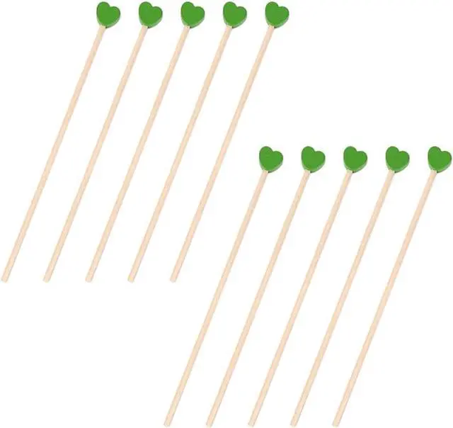 Main image of 100 Pieces Disposable Wooden Coffee Stirrers Green Heart Wooden Coffee Stir Sticks Wooden Stirrers Wooden Drink Stirrer Sticks for Coffee Cocktail Milk Beverage, 6.1 Inches