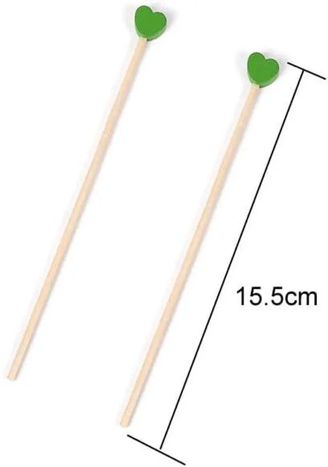 Alt view image 3 of 5 - 100 Pieces Disposable Wooden Coffee Stirrers Green Heart Wooden Coffee Stir Sticks Wooden Stirrers Wooden Drink Stirrer Sticks for Coffee Cocktail Milk Beverage, 6.1 Inches