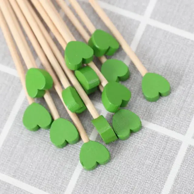 Alt view image 2 of 5 - 100 Pieces Disposable Wooden Coffee Stirrers Green Heart Wooden Coffee Stir Sticks Wooden Stirrers Wooden Drink Stirrer Sticks for Coffee Cocktail Milk Beverage, 6.1 Inches