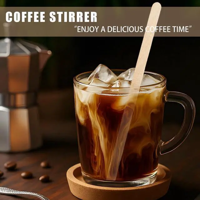 Alt view image 6 of 7 - 300 Pcs Coffee Stirrers Individually Wrapped, 5.5 Inch Wooden Coffee Stir Sticks, Coffee Stirs Disposable with Smooth Round Ends for Coffee, Cocktail, Drinks Coffee Bar Accessories