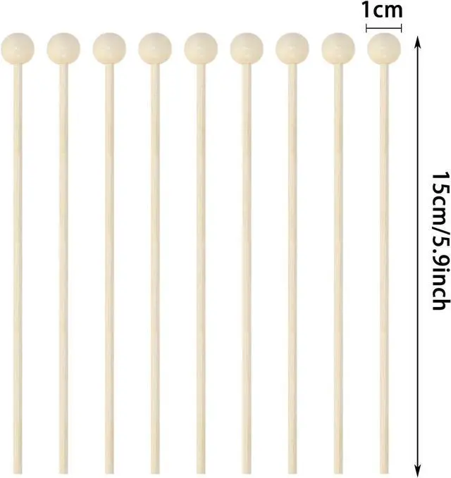Alt view image 2 of 7 - Rock Candy Sticks with Ball Penta Angel 50Pcs 6Inch Wooden Cake Pop Treat Sucker Swizzle Stirrer Sticks for Christmas Birthday Party Chocolate Cake Topper Decoration (Natural Wood, 15cm)
