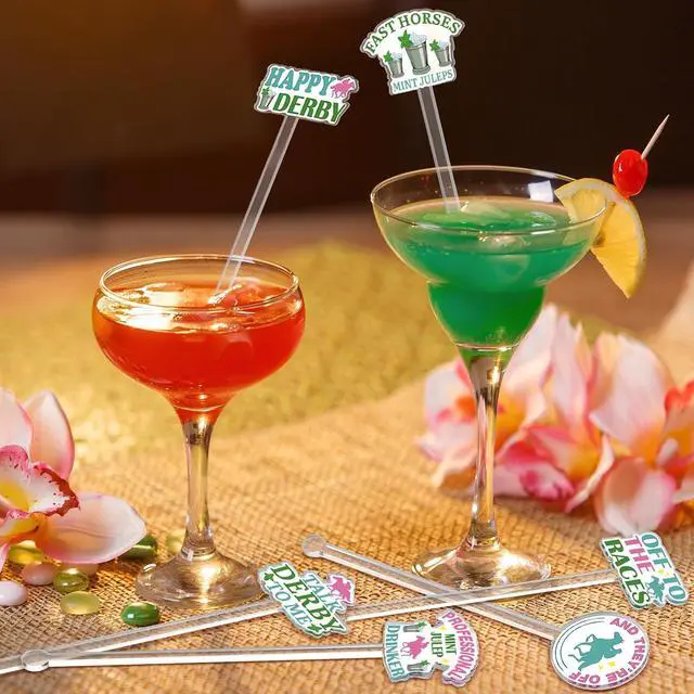Alt view image 6 of 6 - Jingmore 24 Pcs Derby Day Cocktail Stirrer Horse Racing Cocktail Sticks Acrylic Reusable Derby Stirrer for Derby Day Equestrian Themed Event(Phrase Style)
