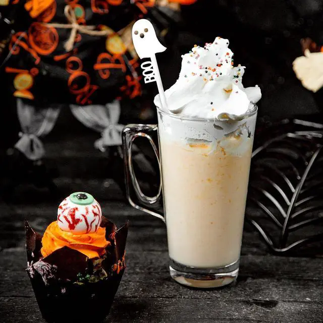 Alt view image 5 of 7 - JarThenaAMCS 40 Pcs Halloween Swizzle Sticks Boo White Ghost Drink Stirrers Cocktail Stir Sticks Coffee Plastic Stirrers Reusable for Bar Home Party Supplies, 5.9 In