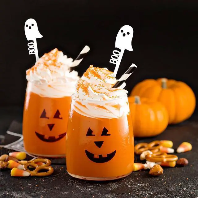 Alt view image 6 of 7 - JarThenaAMCS 40 Pcs Halloween Swizzle Sticks Boo White Ghost Drink Stirrers Cocktail Stir Sticks Coffee Plastic Stirrers Reusable for Bar Home Party Supplies, 5.9 In