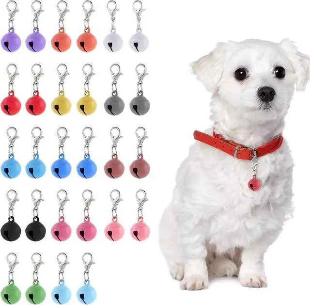 Main image of Xthrotsenk 28 Pack Cat Dog Collar Bells Colourful Pet Small Bell with Clasps Dog Collar Jingle Bell for Cats Collars Cat and Dogs Round Bells Pet Collars Accessories for Kitten Puppy