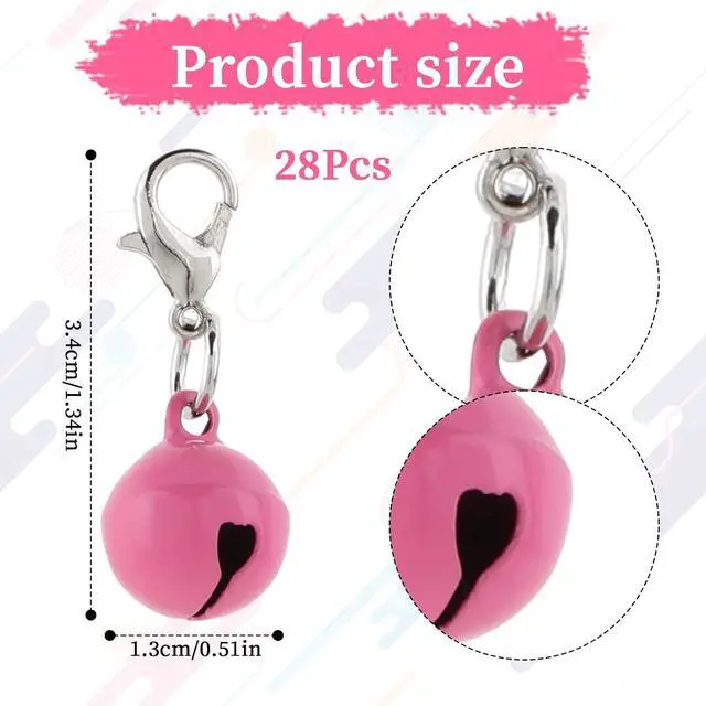 Alt view image 2 of 7 - Xthrotsenk 28 Pack Cat Dog Collar Bells Colourful Pet Small Bell with Clasps Dog Collar Jingle Bell for Cats Collars Cat and Dogs Round Bells Pet Collars Accessories for Kitten Puppy