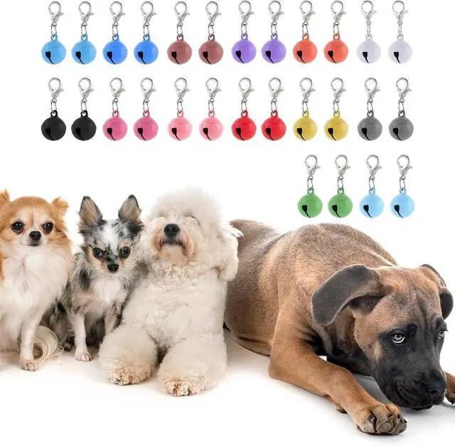 Alt view image 3 of 7 - Xthrotsenk 28 Pack Cat Dog Collar Bells Colourful Pet Small Bell with Clasps Dog Collar Jingle Bell for Cats Collars Cat and Dogs Round Bells Pet Collars Accessories for Kitten Puppy