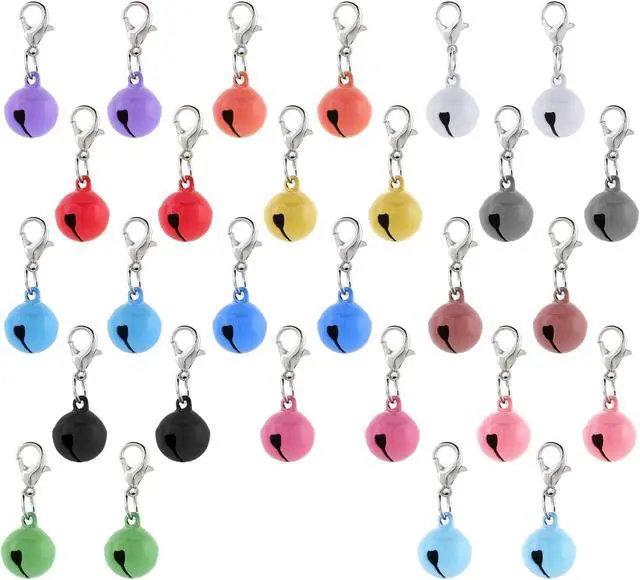 Alt view image 7 of 7 - Xthrotsenk 28 Pack Cat Dog Collar Bells Colourful Pet Small Bell with Clasps Dog Collar Jingle Bell for Cats Collars Cat and Dogs Round Bells Pet Collars Accessories for Kitten Puppy