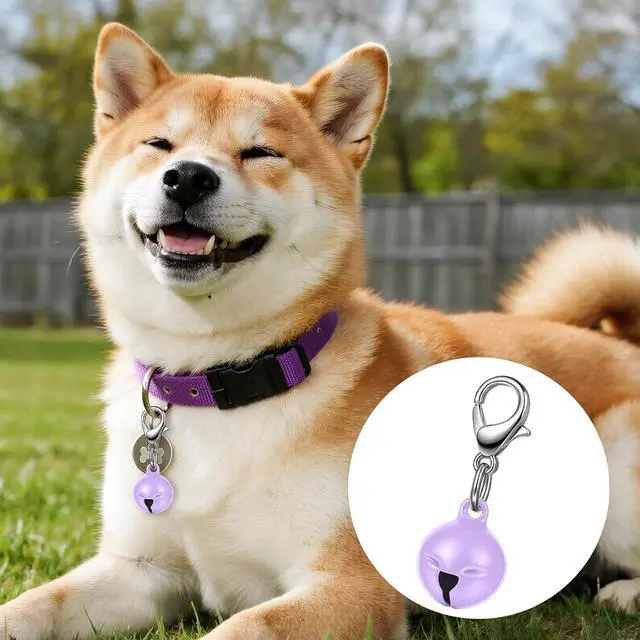 Alt view image 5 of 7 - Larrel 14 Pcs Pet Bell, Small Dog Collar Bell with Key Rings Clasps Cat Collar Charms Pet Pendant Accessories for Small Animal Dog Goat Puppy Kitty Pets Training to go Outside 1/2-Inch (Colourful)