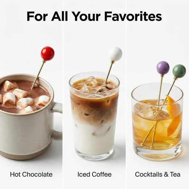 Alt view image 4 of 7 - 7 in Candy Coffee Stirring Spoons, Stainless Steel, Set of 6 | Reusable beverage stirrers for coffee, tea, smoothies, milkshakes and cocktails, candy-shaped handle