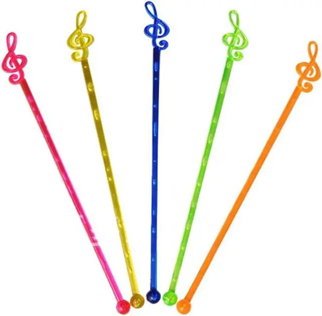 Alt view image 2 of 6 - 50Pcs 6.69 Inch Plastic Swizzle Sticks Cocktail Coffee Ice Drink Stirrers Stirring Rod Musical Notes Top Swizzle Stick Multicolor Stir Sticks for Home Bar Party Favor