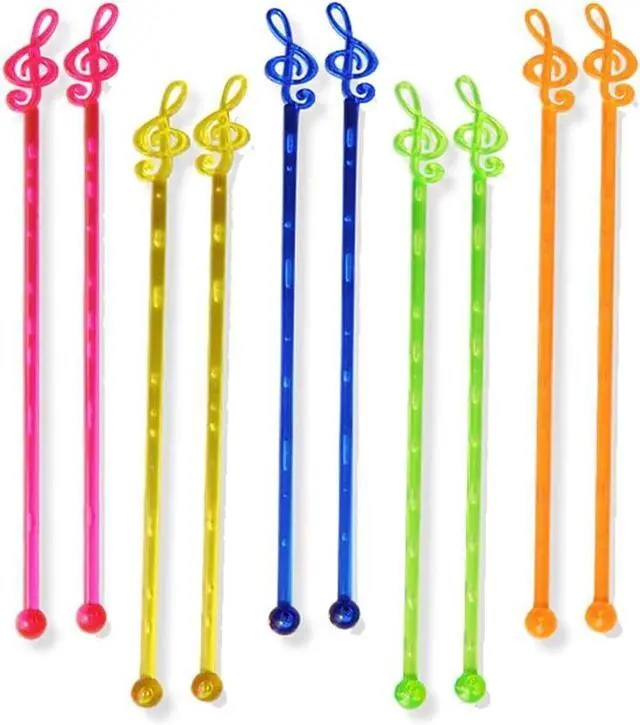 Main image of 50Pcs 6.69 Inch Plastic Swizzle Sticks Cocktail Coffee Ice Drink Stirrers Stirring Rod Musical Notes Top Swizzle Stick Multicolor Stir Sticks for Home Bar Party Favor