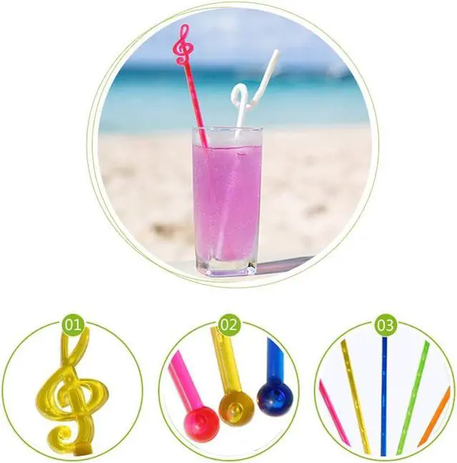 Alt view image 3 of 6 - 50Pcs 6.69 Inch Plastic Swizzle Sticks Cocktail Coffee Ice Drink Stirrers Stirring Rod Musical Notes Top Swizzle Stick Multicolor Stir Sticks for Home Bar Party Favor