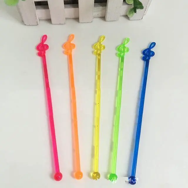 Alt view image 6 of 6 - 50Pcs 6.69 Inch Plastic Swizzle Sticks Cocktail Coffee Ice Drink Stirrers Stirring Rod Musical Notes Top Swizzle Stick Multicolor Stir Sticks for Home Bar Party Favor