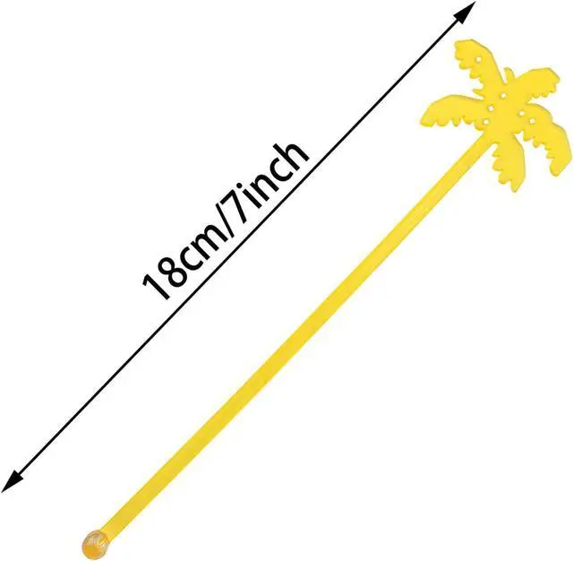 Alt view image 4 of 5 - 50PCS Coconut Decorative Stirring Sticks Tropical Ice Drinks Cocktails Coffee Stirrers For Bars Restaurants Weddings Hawaiian Parties 5 Colors Mixed Colors Plastic Mixing Sticks Fruit Sticks