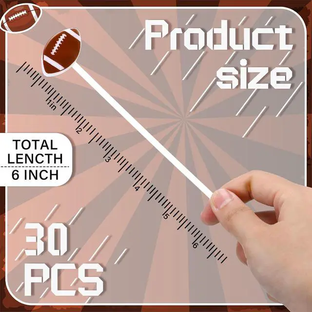 Alt view image 2 of 6 - Nuogo 30 Pcs Football Drink Stirrers 6 Inch Football Cocktail Swizzle Stick | Reusable Plastic Coffee Stirrers, Sports Club Cocktail Stirrer, Drink Stirrers for Coffee Bar Football Party Decoration