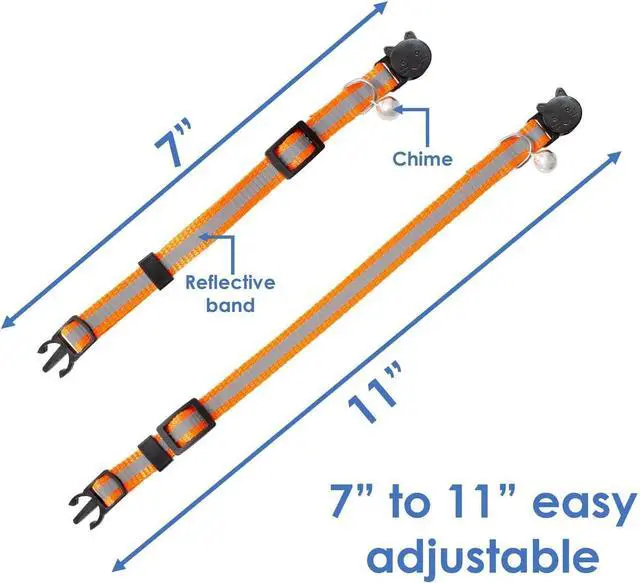 Alt view image 4 of 7 - Reflective Cat Collar with Bell, Set of 6, Solid & Safe Collars for Cats, Nylon, Mixed Colors, Pet Collar, Breakaway Cat Collar