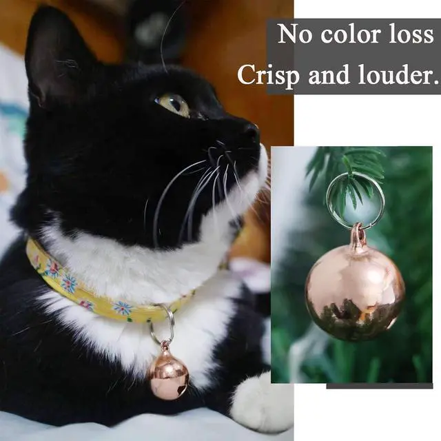Alt view image 3 of 7 - SJANE 4 Pack Cat & Dog Copper Bells - Pet Tracker Training | Pet Collar Accessories | Save Birds & Wildlife(Small)