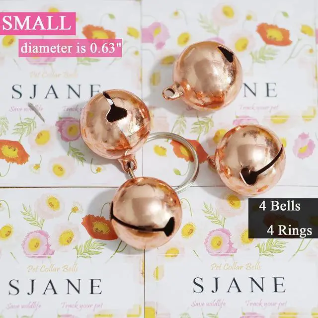Alt view image 4 of 7 - SJANE 4 Pack Cat & Dog Copper Bells - Pet Tracker Training | Pet Collar Accessories | Save Birds & Wildlife(Small)
