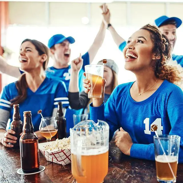 Alt view image 6 of 6 - Nuogo 30 Pcs Football Drink Stirrers 6 Inch Football Cocktail Swizzle Stick | Reusable Plastic Coffee Stirrers, Sports Club Cocktail Stirrer, Drink Stirrers for Coffee Bar Football Party Decoration