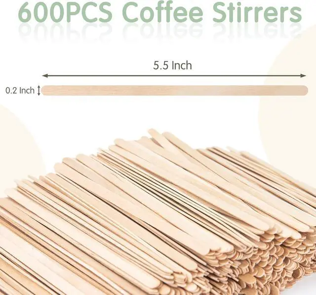 Alt view image 2 of 7 - WISYOK Coffee Stirrers, 600Pcs, 5.5 Inch, Birch Wood | Splinter-Free, Disposable Stir Sticks for Coffee Bars, Cocktails, Office, Home, Everyday Use