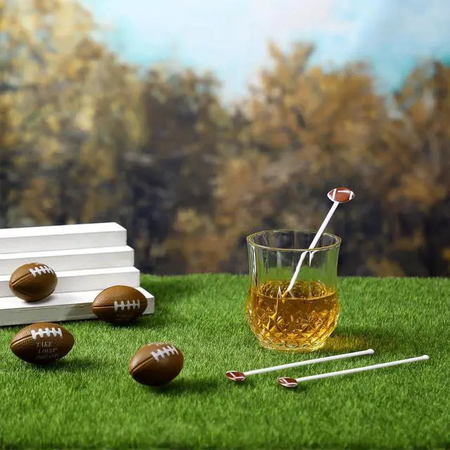Alt view image 3 of 6 - Nuogo 30 Pcs Football Drink Stirrers 6 Inch Football Cocktail Swizzle Stick | Reusable Plastic Coffee Stirrers, Sports Club Cocktail Stirrer, Drink Stirrers for Coffee Bar Football Party Decoration