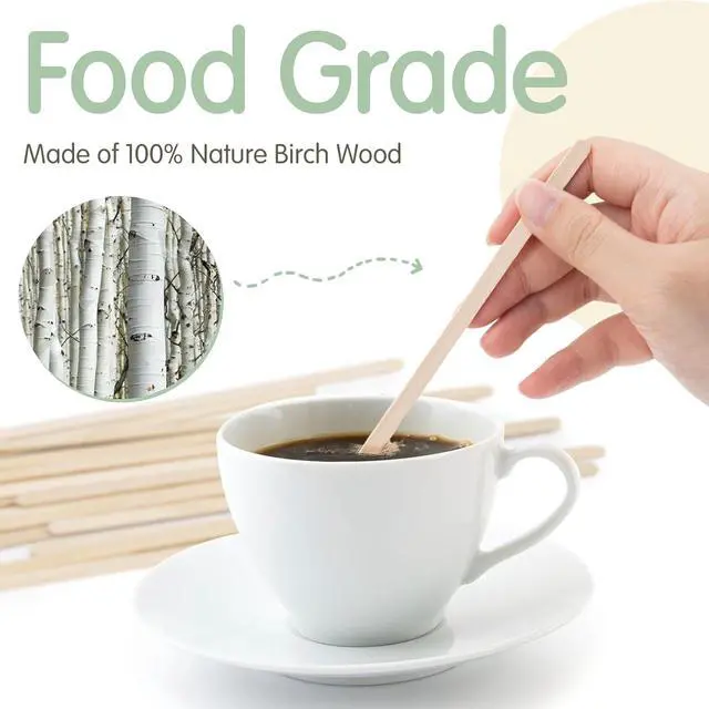 Alt view image 4 of 7 - WISYOK Coffee Stirrers, 600Pcs, 5.5 Inch, Birch Wood | Splinter-Free, Disposable Stir Sticks for Coffee Bars, Cocktails, Office, Home, Everyday Use