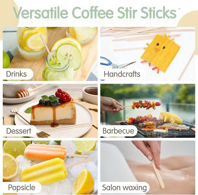 Alt view image 5 of 7 - WISYOK Coffee Stirrers, 600Pcs, 5.5 Inch, Birch Wood | Splinter-Free, Disposable Stir Sticks for Coffee Bars, Cocktails, Office, Home, Everyday Use