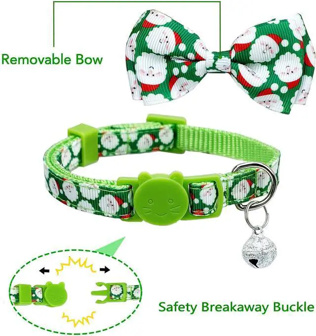 Alt view image 2 of 7 - 2 Pack Christmas Cat Collar with Bow Tie and Bell, Kitty Kitten Santa Claus and Holiday Snowflake Collar for Boys and Girls