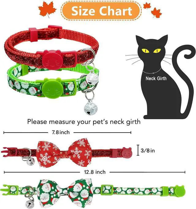 Alt view image 3 of 7 - 2 Pack Christmas Cat Collar with Bow Tie and Bell, Kitty Kitten Santa Claus and Holiday Snowflake Collar for Boys and Girls