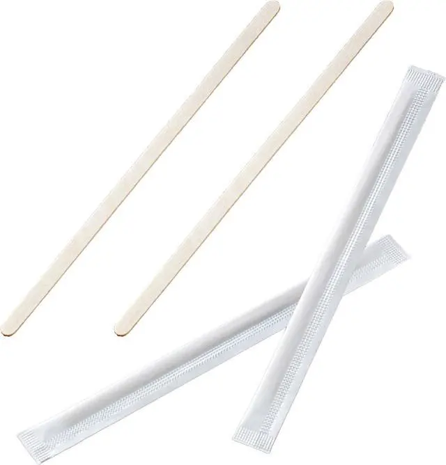 Alt view image 2 of 7 - 500 Pieces 5.5" Wooden Coffee Stirrer Individual Wrapped Coffee Stir Sticks Disposable Coffee Stir Sticks Wooden Drink Stirrer Sticks Wooden Stirrers for Coffee Cocktail Milk Beverage