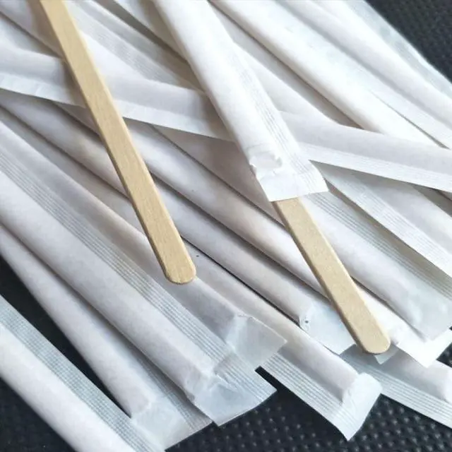 Alt view image 4 of 7 - 500 Pieces 5.5" Wooden Coffee Stirrer Individual Wrapped Coffee Stir Sticks Disposable Coffee Stir Sticks Wooden Drink Stirrer Sticks Wooden Stirrers for Coffee Cocktail Milk Beverage