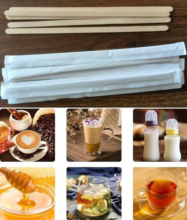 Alt view image 7 of 7 - 500 Pieces 5.5" Wooden Coffee Stirrer Individual Wrapped Coffee Stir Sticks Disposable Coffee Stir Sticks Wooden Drink Stirrer Sticks Wooden Stirrers for Coffee Cocktail Milk Beverage