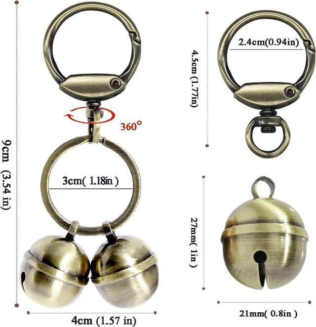 Alt view image 6 of 7 - 2 Extra-Loud Copper Dog Bells for Medium-Large Dog Collars | Quick-Release Clasp, Audible Tracking Bell, Handmade Copper, 21mm x 27mm Size, for Outdoor Hiking & Pet SafetyLarge)