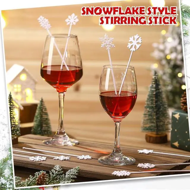 Alt view image 4 of 7 - Potchen 30 Pcs Snowflake Coffee Stirrers Winter 6 Inch Christmas Cocktail Picks Snowflake Drink Swizzle Sticks Reusable Drink Stirrers Hot Cocoa Chocolate Stick Supplies for Cocktail Xmas Party Decor