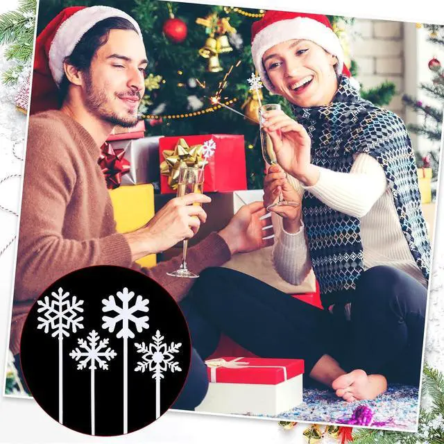 Alt view image 7 of 7 - Potchen 30 Pcs Snowflake Coffee Stirrers Winter 6 Inch Christmas Cocktail Picks Snowflake Drink Swizzle Sticks Reusable Drink Stirrers Hot Cocoa Chocolate Stick Supplies for Cocktail Xmas Party Decor