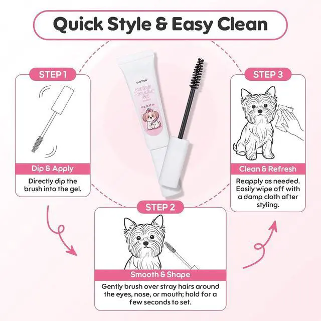Alt view image 5 of 7 - Dog Facial Hair Styling Gel Gentle Grooming for Eyes & Nose Flyaways, No Alcohol Formula for Small Long-Haired Dogs & Cats, for Daily Use & Styling, 0.53 oz