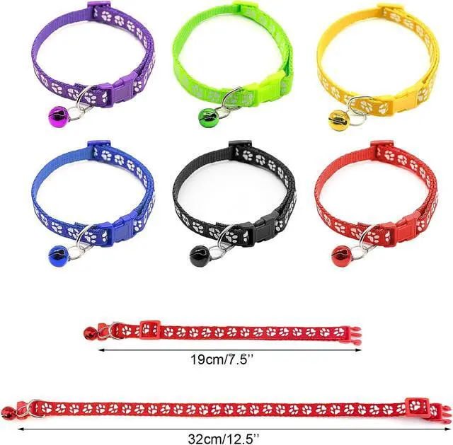 Alt view image 2 of 7 - Quacc 6 PCS Puppy Collars with Bell, for Small Dog Cats, 19-32 cm | Dog Collars with Bell, Puppy Whelping Collars, Colourful Identifiable, Adjustable Size