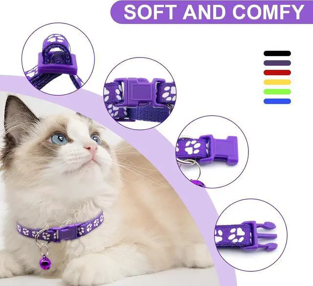 Alt view image 3 of 7 - Quacc 6 PCS Puppy Collars with Bell, for Small Dog Cats, 19-32 cm | Dog Collars with Bell, Puppy Whelping Collars, Colourful Identifiable, Adjustable Size