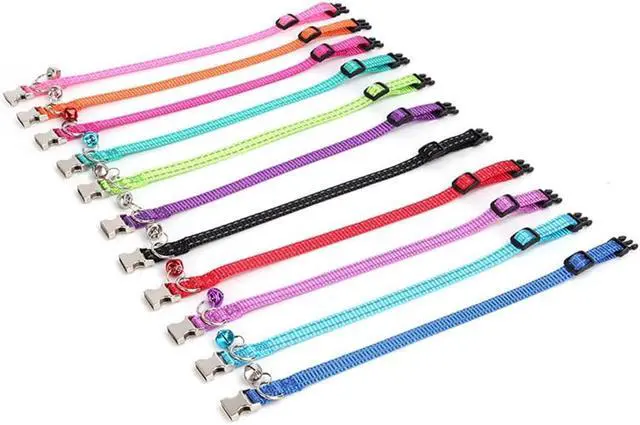 Alt view image 6 of 7 - Pink Puppy Collar with Bell, Reflective Nylon XS Cat XXS Dog Collars XSmall | Soft Adjustable Buckle for XXS XSmall Extra Small Dogs Tiny Pets Cats Boy Girl Female Male Kitten Yorkie Teacup Chihuahua