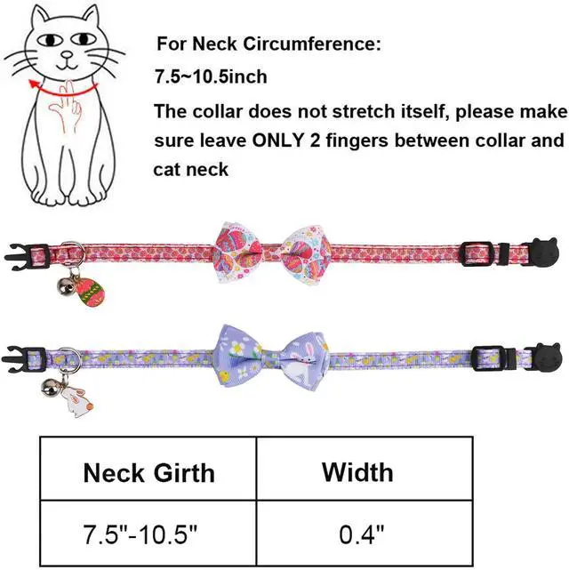 Alt view image 6 of 6 - ADOGGYGO Easter Cat Collars with Bow Bell, Breakaway Kitten Bowtie Collar Red Purple Eggs Rabbit Easter Collars for Girl Boy Cats Kittens