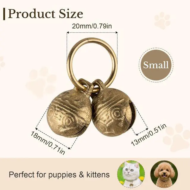 Alt view image 4 of 7 - Copper Bells for Dog Collars,Brass Dog Bells, Extra Loud for Pet Tracking, Anti Theft for Little Puppy & Kitten, Anti Lost Pets Pendant Accessories